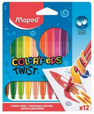 Zsírkréta, kitekerhető, MAPED "Color`Peps", 12 különböző szín